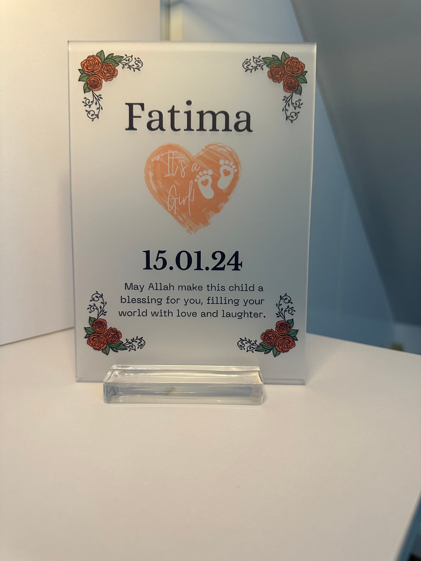 Personalised Baby Girl Frost Plaque