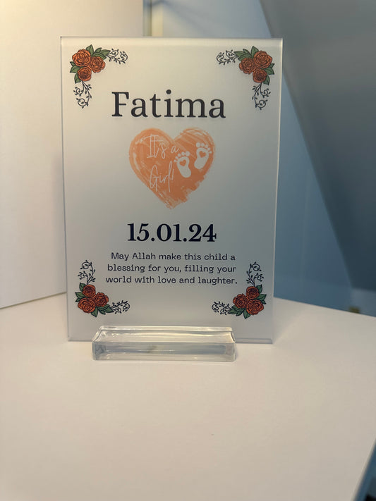 Personalised Baby Girl Frost Plaque