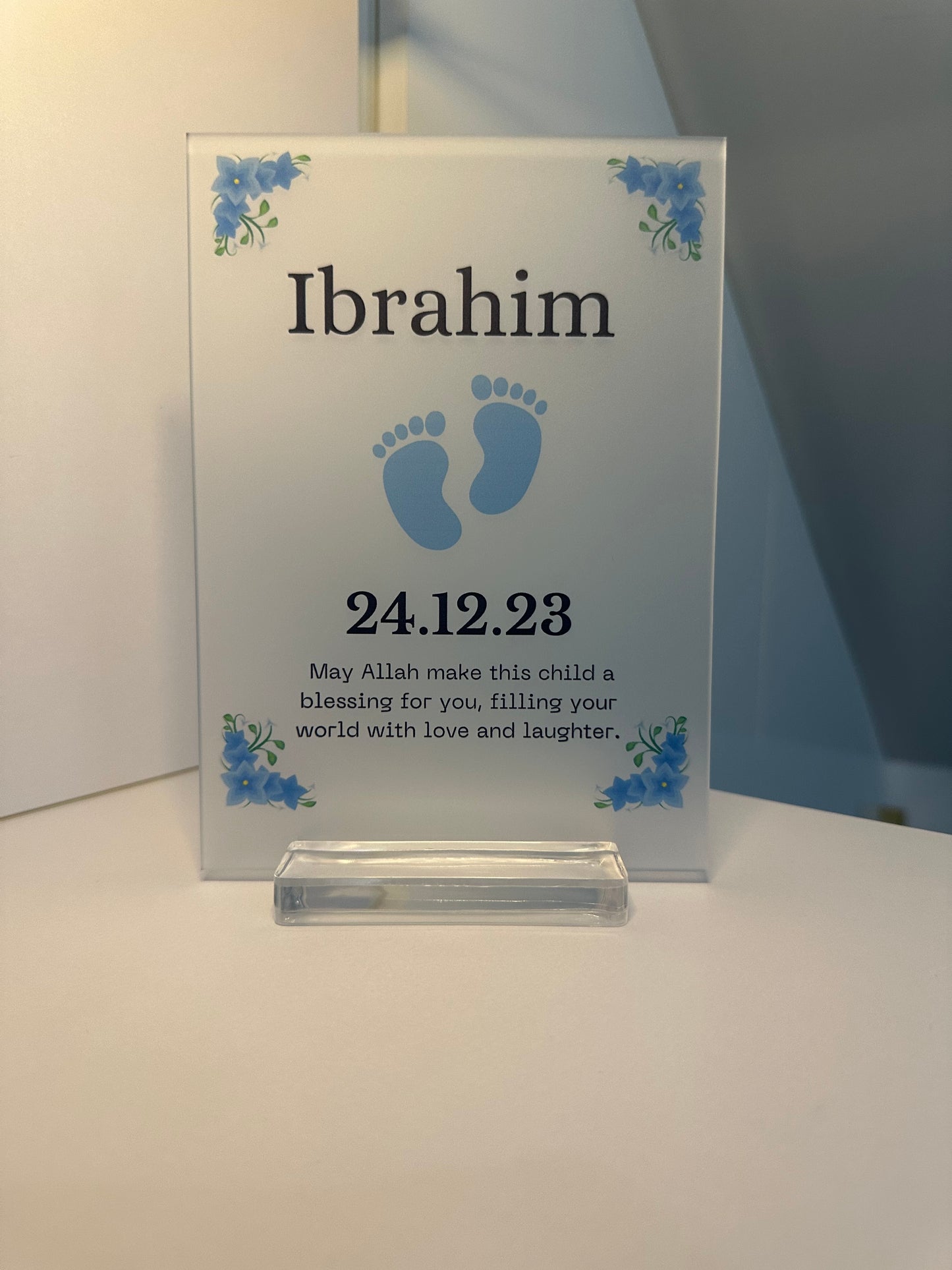 Personalised Baby Boy Frost Plaque