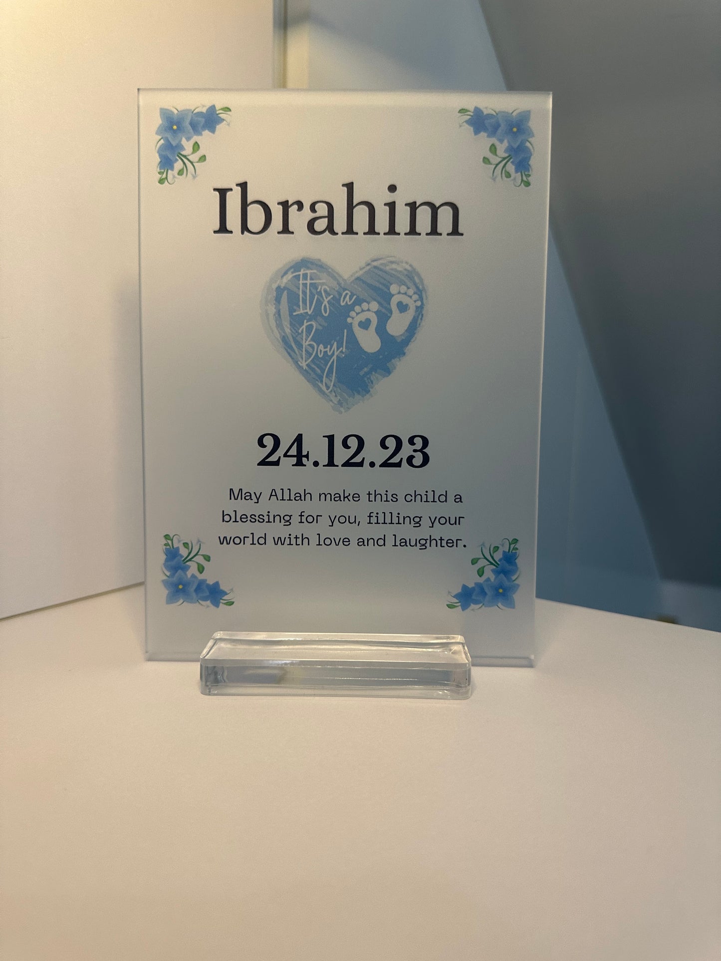 Personalised Baby Boy Frost Plaque